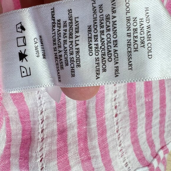 Rails Jamie Kokomo Stripe Linen Blend Short Sleeve Blouse Pink White Size Small - Picture 14 of 14